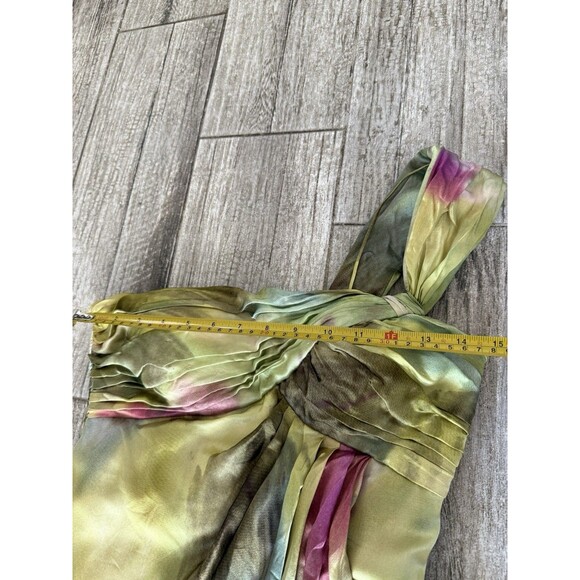 TERI JON Rickie Freeman 100% Silk Long Layered Asymmetric One Shoulder Dress 6 - Picture 8 of 15